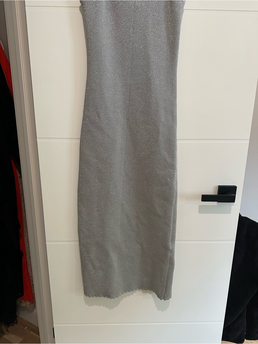 Victoria Beckham Silver Shimmer Maxi Dress